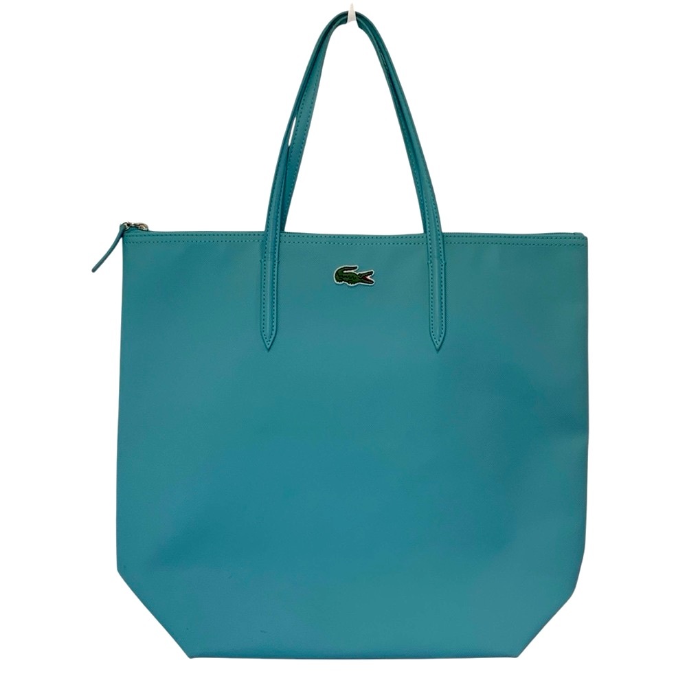 LACOSTE Women's Large Shopping Tote Bag with Zipper Teal